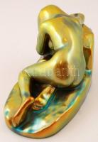 Zsolnay eozin mázas akt, jelzett, hibátlan, m:13 cm, h:22 cm