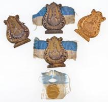 1937. "MDEOSZ - Magyar Dalos Egyesületek Országos Szövetsége" (4x) fém jelvények (41x30mm) T:2