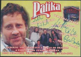 1995 Patika c. sorozatból ismert szereplők aláírása: Koltai Róbert, Kaszás Attila, Dés László, Somló Tamás