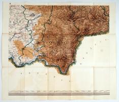 cca 1880 Dél Magyarország, Krassó-Szőrény, Temes, Hunya, térkép,kis hibával, 64x75cm