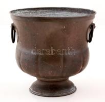 Dekoratív réz kaspó, jelzés nélkül, d: 15,5 cm