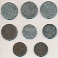 Német Birodalom 1874-1912. 1pf-10pf (8xklf) T:vegyes
German Empire 1874-1912. 1 Pfennig - 10 Pfenni...