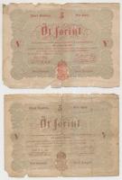 1848. 5Ft (2xklf) vörösesbarna és barna Kossuth bankó T:IV szakadás