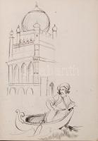 Róna Emy (1904-1988):telerajzolt vázlatfüzet 1949 (többek között Ezeregyéjszaka meséi, különféle tót...