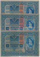 1902. 1000K mindkét oldal német, függőleges "Deutschösterreich" felülbélyegzéssel (3x) T:III Adamo SK35/1