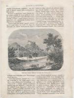 1865 Saskő (Szászkő) vára Bars megyében, a Felvidéken, fametszet korabeli leírással. Hazánk s a külföld I. évf. 2. szám, 1865. jan. 8. számából, 15x11cm/ 1865 Sachsenstein castle, woodcut,  15x11cm