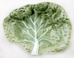 Káposztalevél formájú gyümölcstartó, kézzel festett, mázas kerámia, hibátlan, 29x22x7 cm