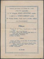 1918 Meghívó az Izraelita Nőegylet zenés délutánjára. Kolozsvár, Lepage L.