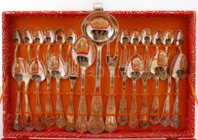12 személyes fém evőeszköz készlet, eredeti dobozában, összesen:51 db