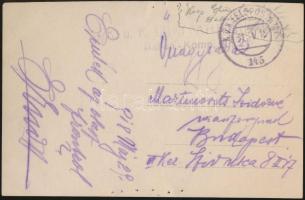 1918 Katonai felderítő ballon és személyzete, fotó, hátulján feliratozva, postán elküldve, 9×13,5 cm