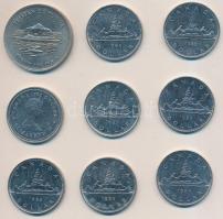 Vegyes: Tristan da Cunha 1977. 25p Cu-Ni + Kanada 1980-1985. 1$ Ni (8x) T:2,2- Mixed: Tristan da Cunha 1977. 25 Pence Cu-Ni + Canada 1980-1985. 1 Dollar Ni (8x) C:XF,VF