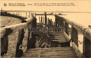 Zeebrugge, pier to wich the Germans set fire before fleeing and the Thetis