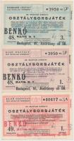 1942-1943. "48-49. Magyar Királyi Osztálysorsjáték" 1. (2x) és 3. osztály egynyolcad sorsjegye, mindegyik "Benkő Bank R.T." felülbélyegzéssel T:I-