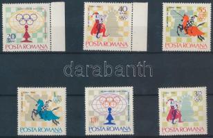 Chess Olympics set (with margin) Sakkolimpia sor (közte ívszéli bélyegek)