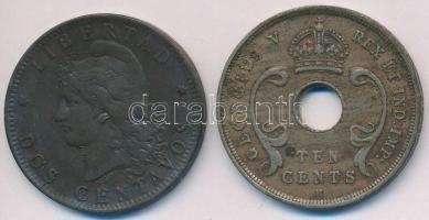 Vegyes: Argentína 1891. 2c Br + Kelet-Afrika / Kelet-Afrika és Uganda Protektorátus 1911H 10c Cu-Ni ...
