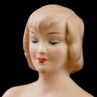 Wallendorf mosakodó akt, kézzel festett, apró mázhibával, jelzett, m:20 cm /Wallendorf nude woman fi...