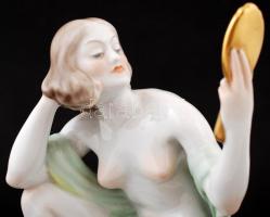 Herendi akt tükörrel (tervező:Szilágyi Nagy István), kézzel festett, jelzett, hibátlan, m:23,5 cm