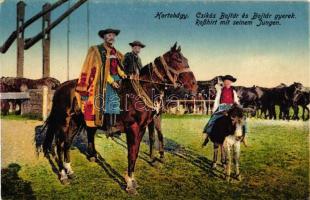 Hortobágy, csikós bojtár és bojtár gyerek, folklór