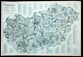 Magyar Béla: Magyarország grafikai látképe. Bp., 1991, Cartographia. Magyarország térképe, a főbb nevezetességek és turisztikai látványosságok kiemelt, rajzos feltüntetésével, magyar, angol, német, olasz és holland nyelvű magyarázatokkal, 82×118 cm