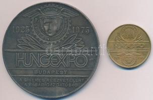1975. HUNGEXPO / Őszi Budapesti Nemzetközi Vásár fém részvételi emlékérem és Cu zseton (70mm,31mm) T:2
