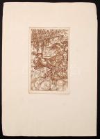 Balla Margit (1947-): A boldogság szekerén. Rézkarc, papír, jelzett, 20×13 cm