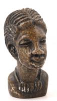 Afrikai fej, kő szobor, jelzés nélkül, kopásnyomokkal, m: 11,5 cm