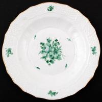 Herendi virágmintás süteményes tányér, kézzel festett, jelzett (koronás), hibátlan, d:20,5 cm