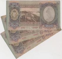 1943. 1000P (3x) sorszámkövetők T:I-,II hajtatlanok, kis folt és apró szakadás