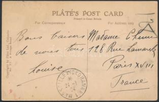 Ceylon postcards with French mail ship to Paris, Ceyloni képeslap francia hajópostával Párizsba
