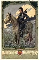 Du schwert an meiner Linken!... / WWI German military, Deutscher Schulverein Karte Nr. 145. s: Theod. Körne, Első világháborús német katonai képeslap. Deutscher Schulverein Karte Nr. 145. s: Theod. Körner