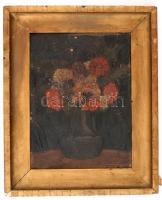 Jelzés nélkül: Virág csendélet, olaj, fa, keretben, 37,5×28 cm