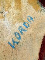 Korda jelzéssel: Krisztus, olaj, fa, kis sérüléssel, 35,5×25,5 cm