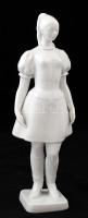 Lány népi ruhában, fehér mázas porcelán, jelzés nélkül, hibátlan, m: 30 cm