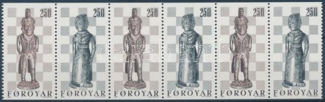 Chess stripe of 6 from stampbooklet, Sakkfigurák hatoscsík bélyegfüzetből