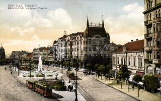 Belgrade, La place Terazia / square, tram (EK)