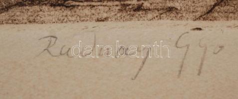 Rudnay Gyula: Tanya. Rézkarc, papír, jelzett, 11×19 cm