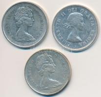 Kanada 1961-1967. 25c Ag "II. Erzsébet" (3x) T:2,2- Canada 1961-1967. 25 Cents Ag "Elizabeth II" (3x) C:XF,VF