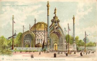 1900 Paris, Exposition, Porte Monumentale, Place de la Concorde / Expo, litho (fa)