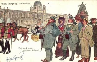 Vienna, Wien; Burgring, Hofmuseum, 'Das muss man gesehen haben!' B.K.W:I. Serie 282/4. s: Schönpflug (pinhole)