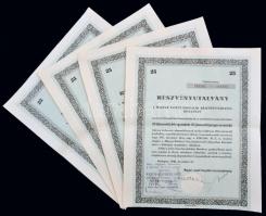 Budapest 1946. "Magyar Vasúti Forgalmi Részvénytársaság" részvényutalvány 25 darab egyenké...