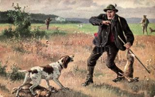 Hunter, dog, P. & C. M Serie 114., artist signed