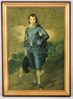 Kékruhás fiú, olajnyomat aranyozott fa keretben, 51×34,5 cm