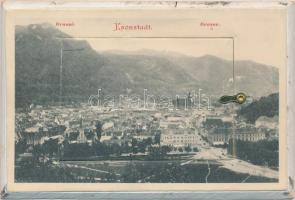 Brassó, Kronstadt; vastag, leporellós képeslap, kiadja Wilhelm Hiemesch / thick wooden postcard with leporello