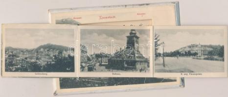 Brassó, Kronstadt; vastag, leporellós képeslap, kiadja Wilhelm Hiemesch / thick wooden postcard with...
