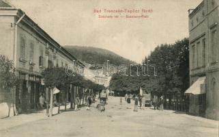 Trencsénteplic, Széchenyi tér, üzletek, Wertheim Zsigmond kiadása / square, shops