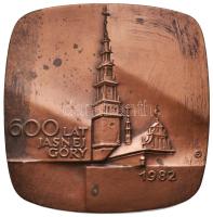 Lengyelország 1982. "600 éves Jasna Góra" egyoldalas fém plakett (113x115mm) T:2- Poland 1982. "600 Lat Jasnej Góry" one-sided metal plaque (113x115mm) C:VF