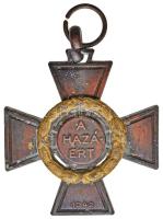 1942. "Tűzkereszt II. fokozata" hadifém kitüntetés mellszalag nélkül, koszorú utólag aranyozva T:2- Hungary 1942. "Fire Cross 2nd class" war metal decoration without ribbon, the wreath was later gold plated C:VF NMK 447.