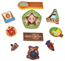 10db klf magyar és külföldi jelvény, közte "Önkéntes Határőr" zománcozott fém jelvény, "Hűséggel a nép egészségéért" zománcozott fém jelvény T:vegyes