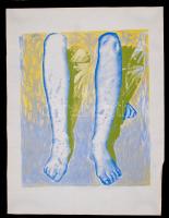 Varga-amár László (1955-): Lábak. Vegyes technika, papír, jelzett, gyűrött, 46×33 cm