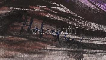 Holvex jelzéssel: Vihar az alkonyati tengeren, vegyes technika, papír, 21×30 cm